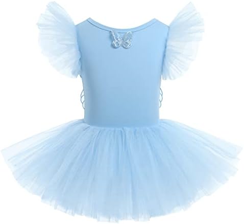 Детско дете од Одасдо Детско бебе девојчиња балетски танц фустан со трепет ракав Туту Тул Скит Леотард 18 месеци - 6 години