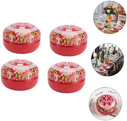 Абаодам 4 парчиња Кинеска Кутија За Бонбони Мали Калапи Со Капаци Контејнер Со Капак Мини Кутија За Подароци Мали Метални Калапи Кутија За Свадба