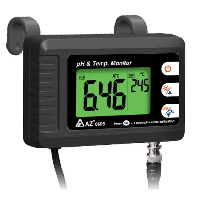Мерач на pH & температура Голем дисплеј Компактен PH & Temperate Monitor 0.00 ~ 14,00 ± 0,1-5,0 ~ 60,0 ℃ ± 0,5 ℃ AZ 8605
