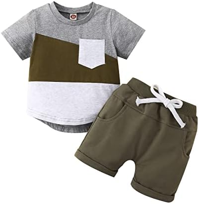 Роммиолуја бебе момче лето облека маица во боја и маица шарени шорцеви поставени летни облеки за новороденче