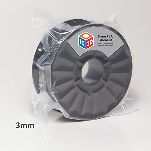 Филамента за печатач со 3Д 3Д на IC3D Black 2.85mm - 1 кг - димензионална точност +/- 0,05мм - Филамент за 3D печатење на професионално одделение - Направено во САД