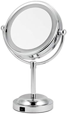 LLRYN Шминка Огледало LED Светлина, Осветлена Суета Вртливото Огледало 3X Зголемување Двострано Огледало