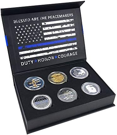 Здравствен Живот Полицискиот Оддел На Соединетите Држави Полициските Службеници Предизвикуваат Кутија За Подароци Со Монети со 6 Полициски Монети