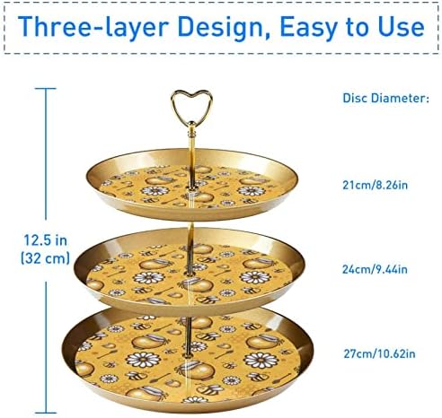 Десерт Маса Дисплеј Сет, Злато Кекс Штанд, Десерт Штандови, 3 Ниво Служат Послужавник, Чаша Торта Ниво Штанд, Свадба Торта Стојат За Десерт Маса, Цртан Филм Пчела Мед