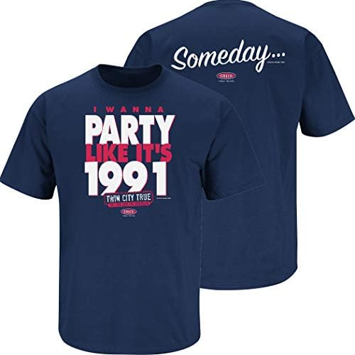 Облека со облека од Минесота. Fansубители на бејзбол. Сакам да се забавувам како што е 1991 година. Морнарна маица