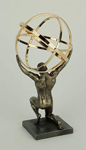 Веронез дизајн 9 висок атлас кој носи небесна сфера статуа ладна екипа смола античка бронзена завршница златна завршница сфера