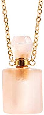 Kzbaki срцев облик парфем шише шише ѓердан ѓердан аметист кристален камен арома есенцијално масло дифузер приврзок ѓердан за жени