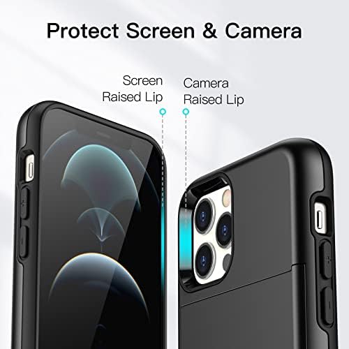Џетех Паричник Случај за iPhone 12 Pro Max 6.7-Инчен Со Држач За Картичка, Двослоен Заштитен Капак На Телефонот Отпорен На Удари,