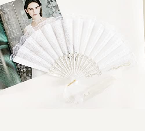 Sehtorry White Blace Hand Hand Folding Fan Bridal Dancing Props цветни рачни навивачи за жени свадбени декор или забава Dess-up