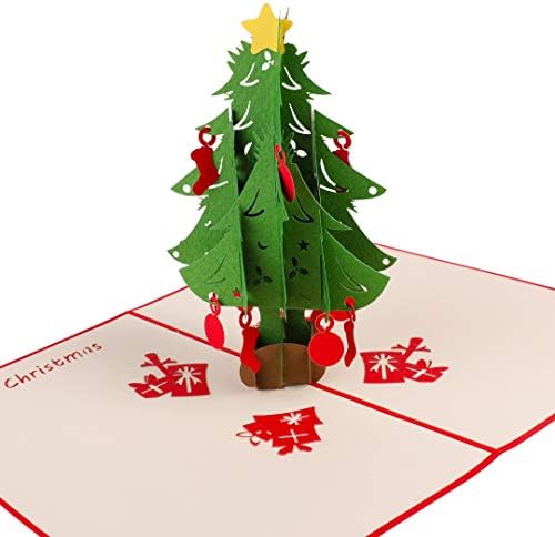 Reca Creations Handmade 3D Christmas Card, Pop Up Felest Card, Среќна Божиќна картичка за празник, Нова Година