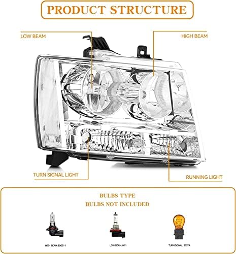 Собрание на фарови Cxdar За 2007-2014 Chevy Tahoe/Chevy Приградски 1500, 2007-2013 Chevy Лавина 2500 Фарови Замена, Возачот И Совозачот