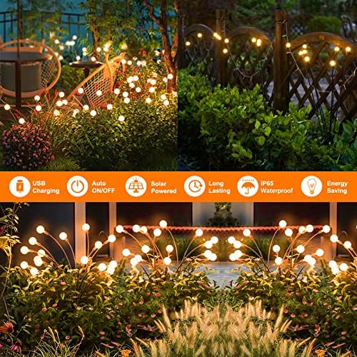 Rsheng Соларни Светулки 10 LED, Starburst Нишање Соларна Градина Светлина 4 Пакет, 8 Режими На Осветлување Отворено Водоотпорен Светулка Патека