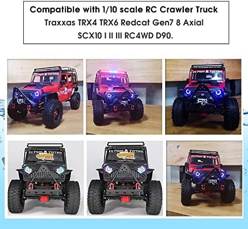 Globact RC Light RC фарови ангелски очи со 12 режими за 1/10 скала TRX-4 аксијален SCX10 RC4WD D90 RC додатоци за камиони со ползи