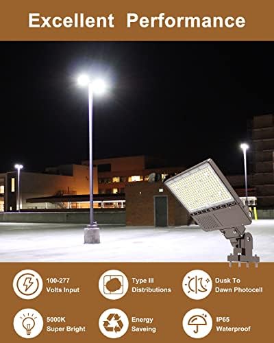 Adub 200w Led Паркинг Светло, LED Паркинг Осветлување w/Photocell, 120~277v Фотоелемент Сензор Прекинувач 2 Пакет