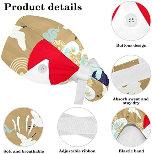 Хамингберд Цветни работни капачиња за прилагодување на капачето за чистење со копчиња и лажна коса, чиста за медицинска сестра доктор