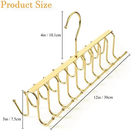 Хангар за решетки за вратоврска Отстранлива метална закачалка со куки Шали за ремени за заштеда на држачи за заштеда на простор за складирање, 20 куки, 12 x 4 x 3 инчи