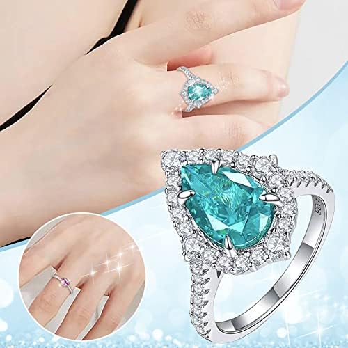 Прстени за венчавки и ангажмани за жени луксуз целосна дијамантска круша форма прстен накит за роденденски предлог подарок невестински невестински