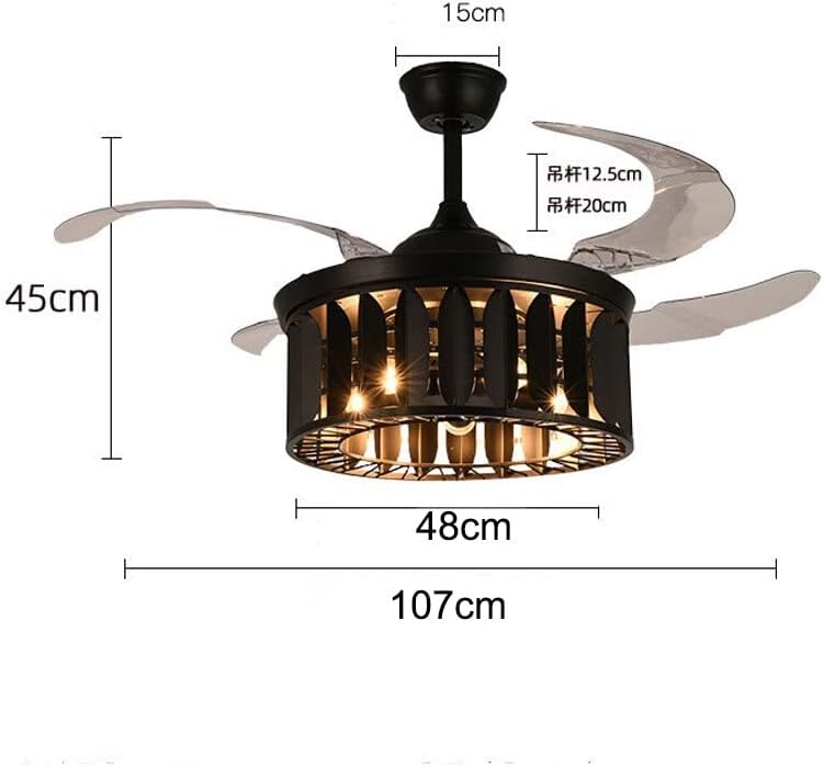 Чезмакс Американска индустриска ретро вентилаторска Светилка Креативни Тавански Вентилаторски Светла Дневна Соба Трпезарија Црн