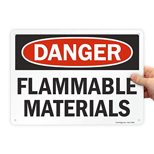 SmartSign 10 x 14 инчи „Опасност - запаливи материјали“ ОСХА знак, дигитално печатен, пластика од 55 милји HDPE, црвена, црна и бела боја