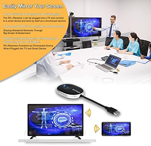 БЕЗЖИЧЕН HDMI Предавател И Приемник 4K, Pacheco Tech Стриминг Медиуми Видео/Аудио/Датотека HDMI Безжичен Екстендер, за Лаптоп, Камера,