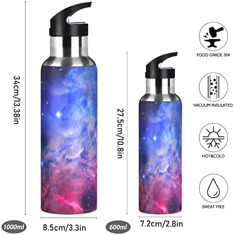 Glaphy Galaxy Nebula 32 Oz шише со вода, шише со вода со слама капаци изолиран не'рѓосувачки челик, за трчање, одење, патување, спорт