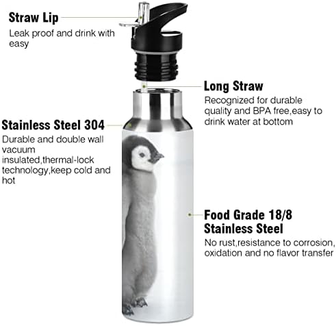 Чилми пингвин спортско шише со вода со вакуум со вакуум изолиран термос колба од не'рѓосувачки челик шише со вода за пешачење за пешачење,