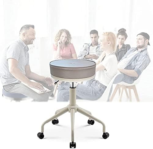 Ретро вртење на вртење столче гроздобер индустриски стил работа столче Пу кожа ротираат 360 ° бањата за масажа за убавина за висина на салон за висина 49,5-61 см
