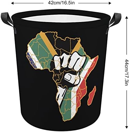 Црна Моќ Африка Тупаница Мапа Корпи За Перење Со Рачки Водоотпорна Тркалезна Облека Што Се Преклопува Го Попречува Организаторот На Корпата За Складирање