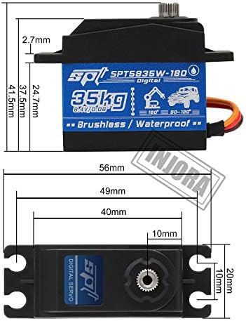 Injora RC 35Kg Дигитален серво со висок вртежен момент водоотпорен водоотпорен метален менувач на метални метари за RC Robot