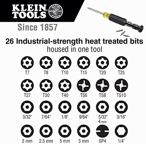 Klein Tools 32307 Мулти-битен скромен шрафцигер, алатка 27-во-1 и 27 во 1 мулти-битна прецизна шрафцигер со тамперпорен бит