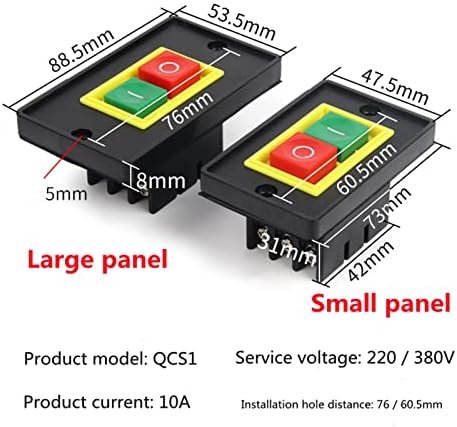 Копче за прекинувач за прекинувач на прекинувачот GoOffy AC 220 / 380V 2KW 10A клупа за контрола на моторот за контрола на моторот за старт Стоп за прекинувач за копче 6 завртки