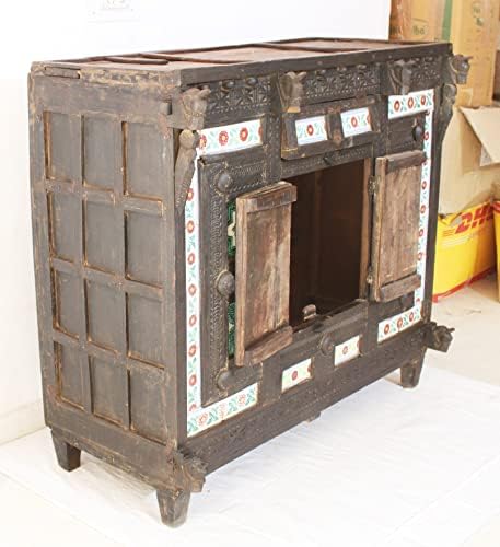 Д.Н.А. Групна античка индиска дрвена кутија за складирање на Дамчија за декор за дома и маса