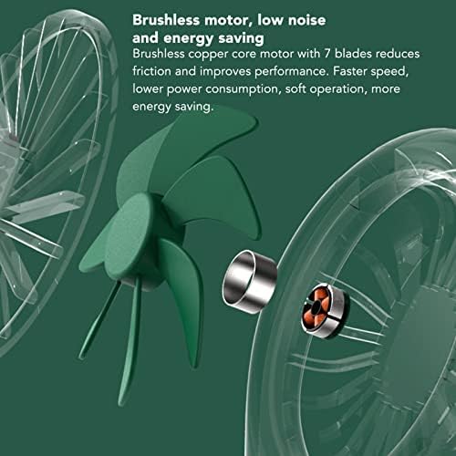 Рачен Вентилатор, Тивок Вентилатор ЗА Вратот УСБ Микро Интерфејс Вертикален Проток На Воздух За Пешачење За Кампување За Риболов Зелено