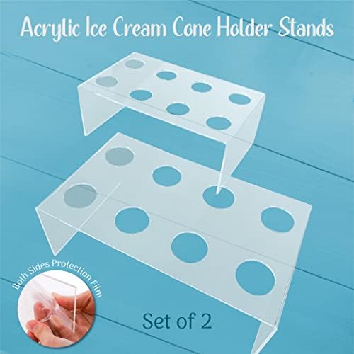 2 пакувања акрилен сладолед држач за држачи на конус, 8 дупки во секој штанд за сладолед, држач за конус, штанд за сладолед, држач за конус