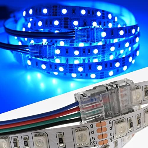 FSJEE 10 ПАКЕТ LED Лемење Конектор ЗА LED Лента До Жица Брзо Поврзување, со 32.8 ft 22AWG 4 Пински RGB Продолжување Жица