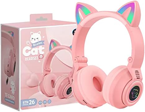 Јусонични Слушалки За Уши За Мачки Bluetooth, Мали Деца Деца Безжични Слушалки За Момчиња Девојчиња Амазон Оган Таблет/Лаптоп/iPad/Училиште