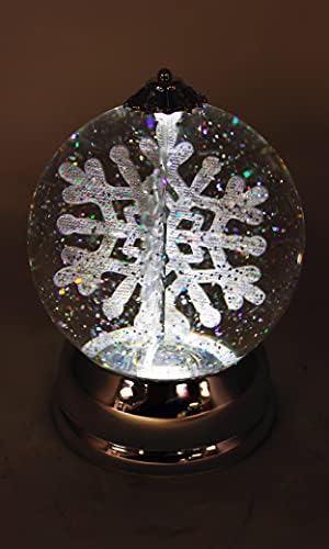 Божиќен декор осветлен снежен глобус со вртење на снегулка, управувана батерија - 6,5 H x 4,5 W x 4,5 D