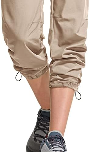 CQR женски пешачење со отворено панталони, лесни карго панталони со џебови со патенти, атлетски панталони отпорни на вода