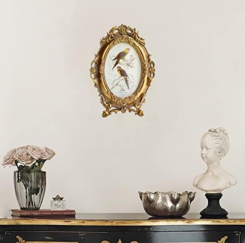 Sikoo Vintage 4x6 украсена рамка за слика овална античка барокна таблета за монтирање фото рамка со стакло со висока дефиниција за домашен декор,
