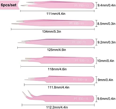 САНИКЛУ 1 Кутија 6 парчиња Пинцети Комплет Пинцети Од Нерѓосувачки Челик Рефус Розови Пинцети За Занаети Накит Пинцети За Монистра За Накит Трепки За Правење Монис?