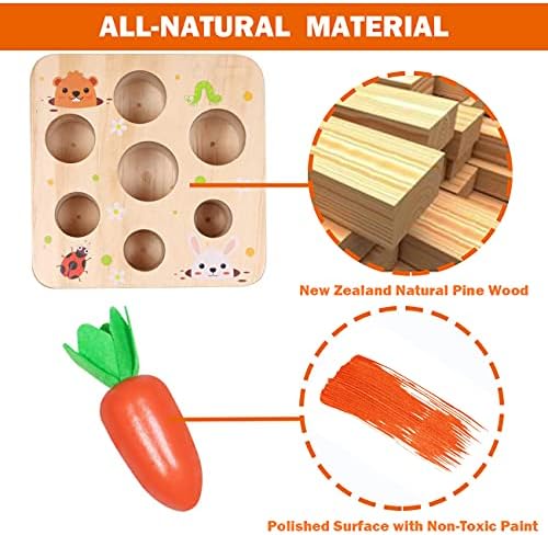 Дрвени Играчки Монтесори За Мали Деца Од 1-3 Години, Игра За Сортирање Големина На Играчки Од Морков, Играчки За Велигден За Бебиња За Фина Моторна