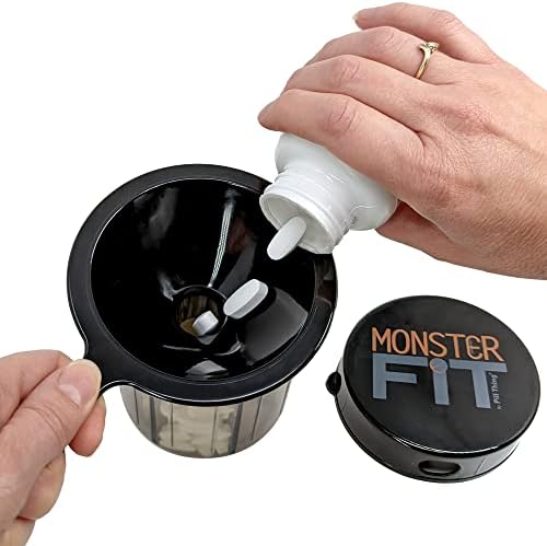 Monster Fit Dippement Medice Pill Диспанзерот со полнење инка и етикети, дополнителни големи рачки со садови со пилули скоро секој додаток