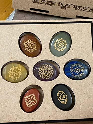 Чакра камења сет од 7 со кутија за подароци од кутија Чакра Камен - Медитација за исцелување камења за лекување на кристали поставени 7 чакра, комплет за медитација о