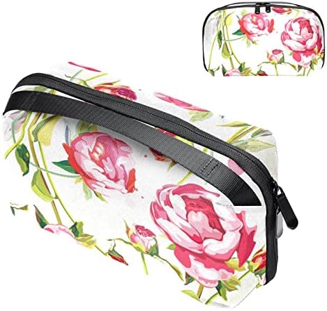 Патна Торба За Шминка Водоотпорна Козметичка Торба торба за Тоалети торби за шминка за жени и девојки, Розова Роза Цветни
