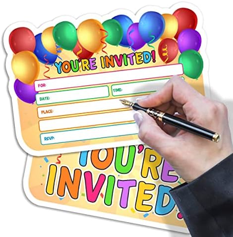 Балон роденден покани картичка за Момчиња Или Девојчиња, Деца Балон Роденден Покани Со Пликови (20 парчиња)