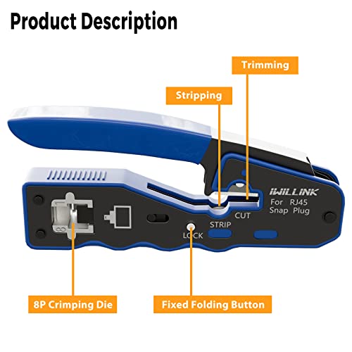 Ивилинк 50 Пакет RJ45 Cat6 Поминете Низ Конектори И Rj45 Алатка За Стегање