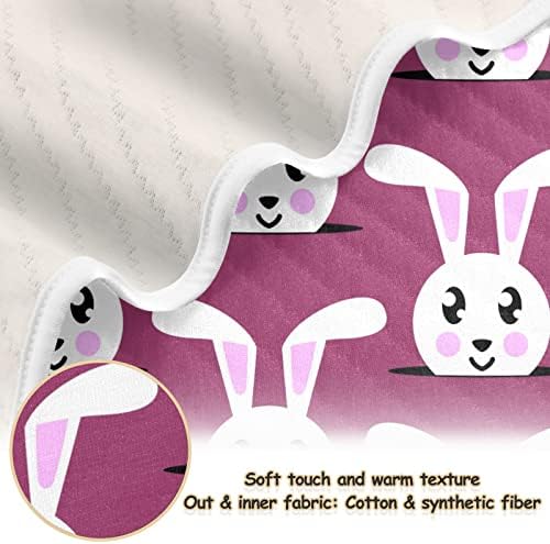 Swaddle Clute Rabbit памучно ќебе за новороденчиња, примање ќебе, лесен меко залепено ќебе за креветчето, шетач, ќебиња за расадници,