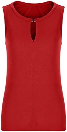 LCEPCY Трендовски резервоар за клучеви за врвови за жени лабави вклопуваат цврсти маици без ракави, летни обични резервоари за блузи