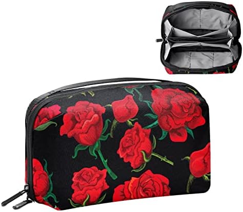 Торбичка ЗА Торбичка ЗА Патување ЗА Носење УСБ-Кабел Организатор Џебен Додаток Патент Паричник, Цвеќиња Од Црвена Роза Цветни