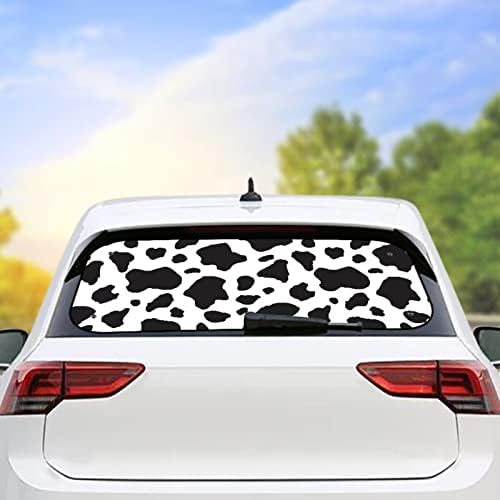 Biyejit црна бела крава автомобил заден прозорец Сончев сончање со вшмукување чаша, додатоци за печатење со крави, преклопени сонце блокатор Сонце сенка за седан SUV ка?